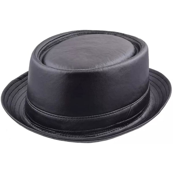 Största utbudet av fashionabla fläskpaj/trilby-hattar (svart faux läderporkpie 7