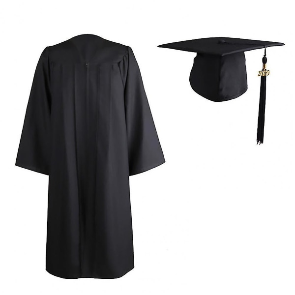 2021 Voksen Graduation Gown Lang Erme Universitet Akademisk Kjole Glidelås Lukking Plus Størrelse Graduation Gown Robe Mortarboard-cap B Silver Gray L