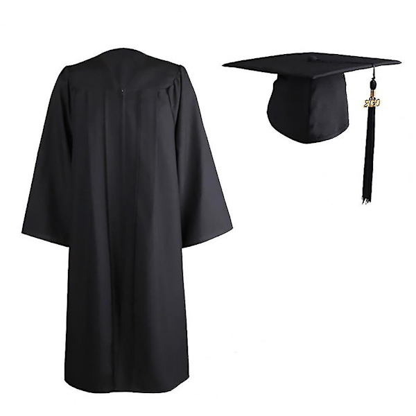 2021 Voksen Graduation Gown Langærmet Universitets Akademisk Kjole Lynlås Lukning Plus Size Graduation Gown Robe Mortarboard-hat A Red M