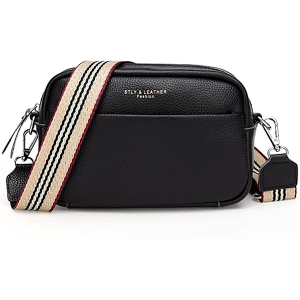 Crossbody-laukku naisille, pieni aitoa nahkaa oleva naisten cross-body -laukku valkoinen crossbody-kameralaukku irrotettava leveä olkahihna olkalaukku käsilaukku