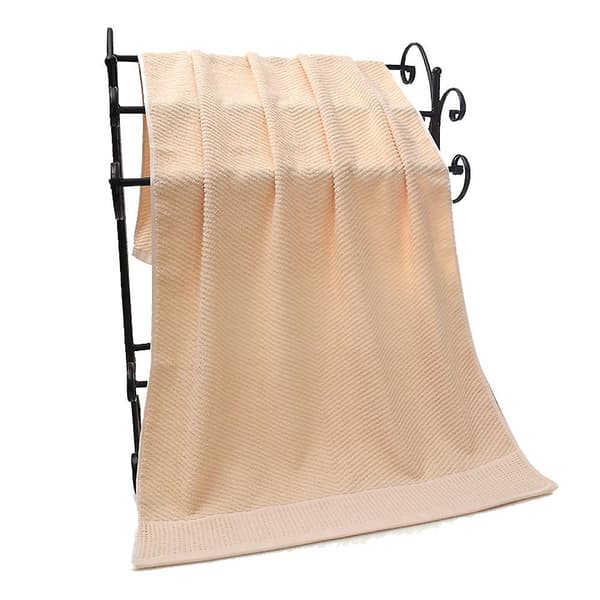 Bløde badehåndklæder i bomuld, hurtigtørrende og meget absorberende, teksturerede badehåndklæder 70*140 cm (2 stk.) Camel