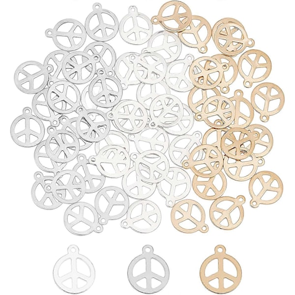 60 stk. 3 Farver Fredstegn Charms Rustfrit Stål Fredssymbol Vedhæng 1,4 mm Hul Dingle Charms Øreringe Charms Armbånd Halskæde Vedhæng Til Smykker