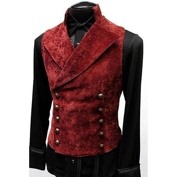 Viktoriansk kostymväst för män, Gotisk väst i Steampunk Red L