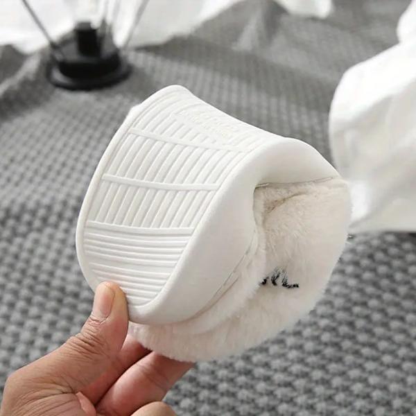 1 par damtofflor med tecknat mönster, söta slip on plyschfodrade skor, bekväma inomhusskor white EU38 39