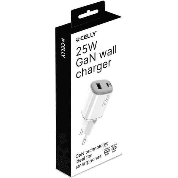 USB-lader GaN 1 x USB-A + 1 x USB-C PD 25W