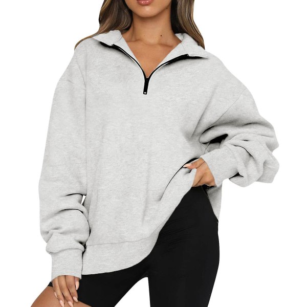 Pige Langærmet Sweatshirt Moderigtig Og Attraktiv Skjorte Til Kvinder Formel Daglig Fest Bal XL Gray