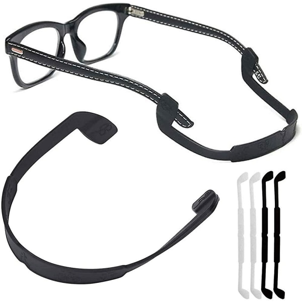 Silikon Glasögonrem Glasögonhållare Sport Anti-halk Elastiska glasögon Solglasögon Sladdhållare För män Kvinnor Ögonskydd 4st/pack svart X 2, Vit