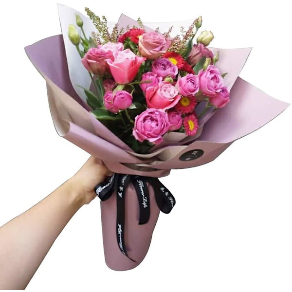 Dubbelsidigt blomsteromslagspapper Vattentät presentförpackning Floristbukettmaterial 20 ark 23,6x23,6 tum (11)