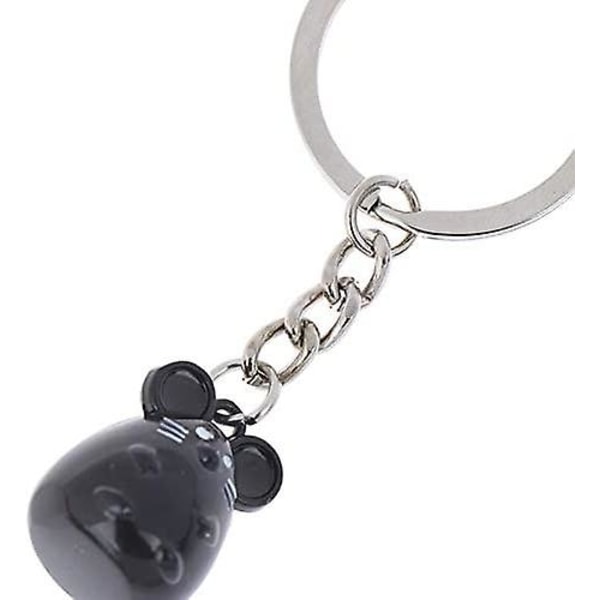 Sæt med 3 søde muse nøgleringholdere, kreativ metal tegneserie dyr nøglering taske charm vedhæng nøglering favor gaver til børn, (sølv, sort, guld)