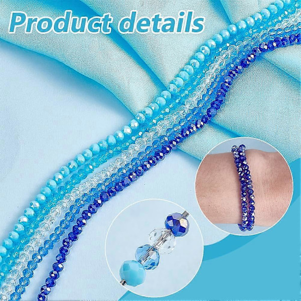 615 stk. Blå Krystalperler 8mm Glasperler 5 Farver Rondelle Krystalperler Facetterede Glasperler Løse Perler Afstandsstykker til Sommerarmbånd Halskæde Ørering