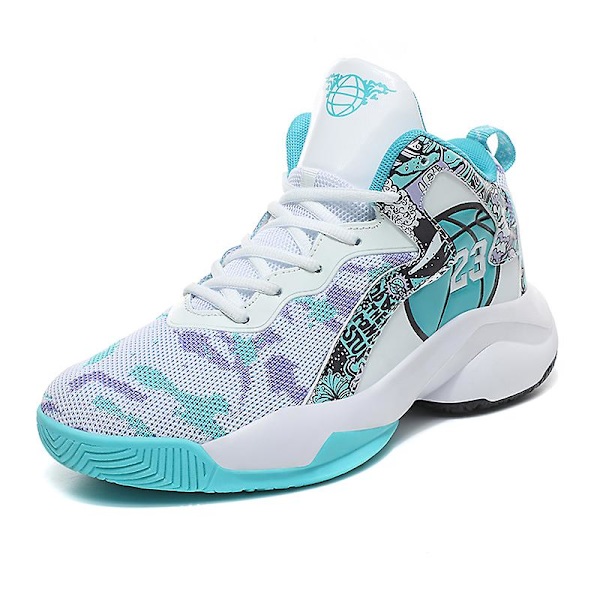 Mænds Basketballsko Letvægts Åndbare Vandresko Atletiske Mode Sneakers 3D9280 WhiteGreen EU 41