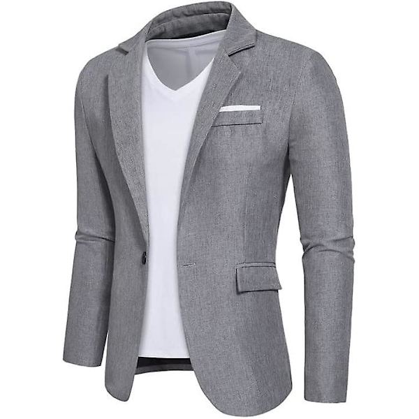 Herr Casual Blazers Slim Fit Kostymjackor Snygg Hackad Krage Blazer Grey M