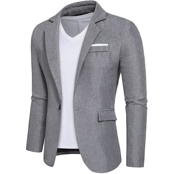 Miesten rennot bleiserit, slim fit -malliset puvuntakit, tyylikäs lovikaulusbleiseri Grey L