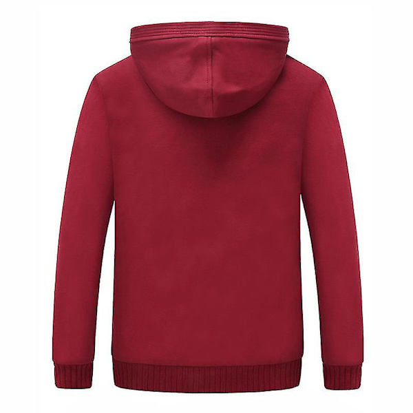 Vinter Herre Tyk Fleece Sweater Plysfor Åben Front Lynlås Cardigan Hættetrøje Ensfarvet Til Afslappet Brug Ny M Red