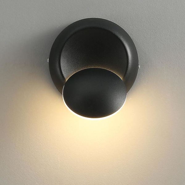 Vägglampor inomhus varmvit LED-vägglampa 5w modern kreativ Eclipse 2 i 1 järn LED-lampa (svart)