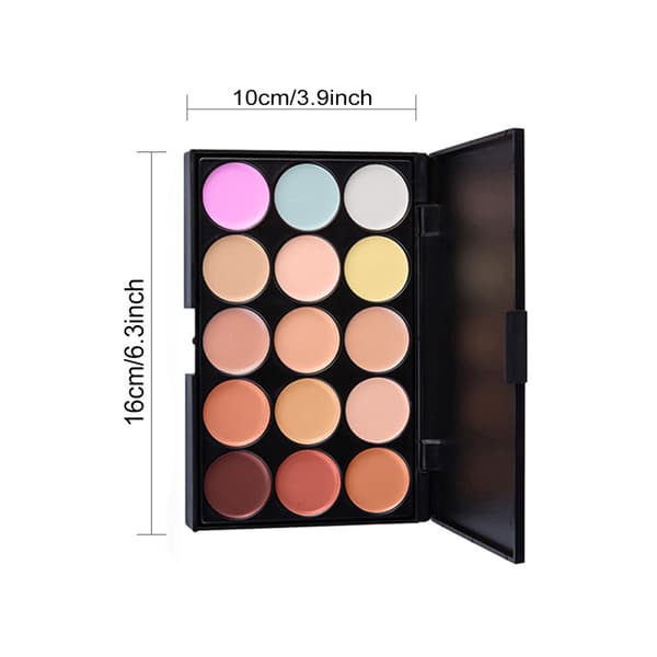 15 Farver Creme Concealer/Corrector/Foundation/Highlight/Ansigtskontur Camouflage Palette Mat/Rødme Hud/Mørke Rande kit sæt