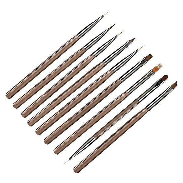 Nagelkonstborstar Set, Nagel Gel Polish Målningsborste Ritpenna, För Manikyr Salong Diy Hemma coffee quantity 9pcs