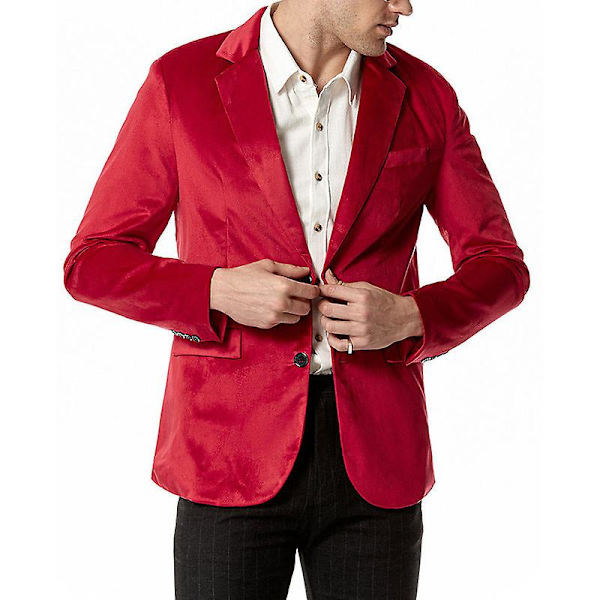 Herr Slim Fit Lättviktsjacka, Två Knappar Business Kostym Blazer Red M