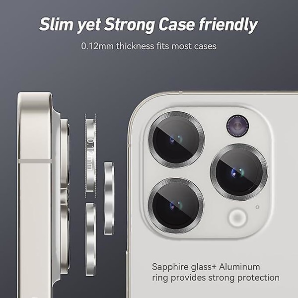 Iphone 15 Pro / iphone 15 Pro Max kameran linssinsuoja, kameran näytön suojus Silver 15Pro 15Promax