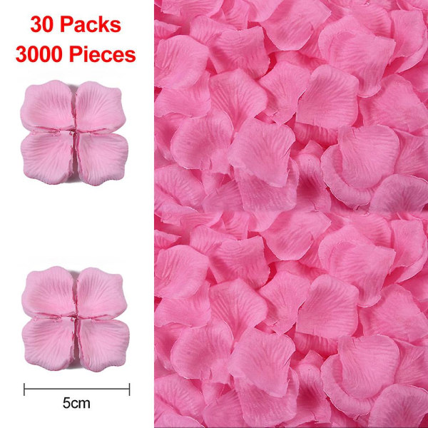 3000 stk. Kunstige Roseblader, Blomsterblader for Romantisk Kveld, Bryllup, Fest, Arrangementer, Valentinsdag, Dekorering pink