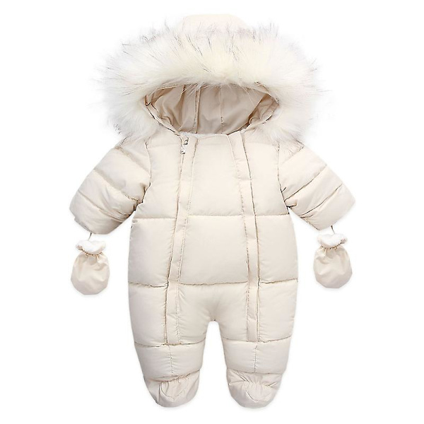 Babyflicka Vinter Snödräkt, Småbarnsjacka Kläder För Pojke Spädbarns Overall Hoodied White 18-24Y
