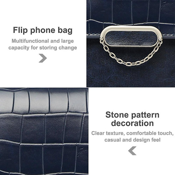 Liten mobiltelefonväska crossbody väskor för kvinnor läder plånbok väska med kreditkortshållare, 18*11*4.5cm blue