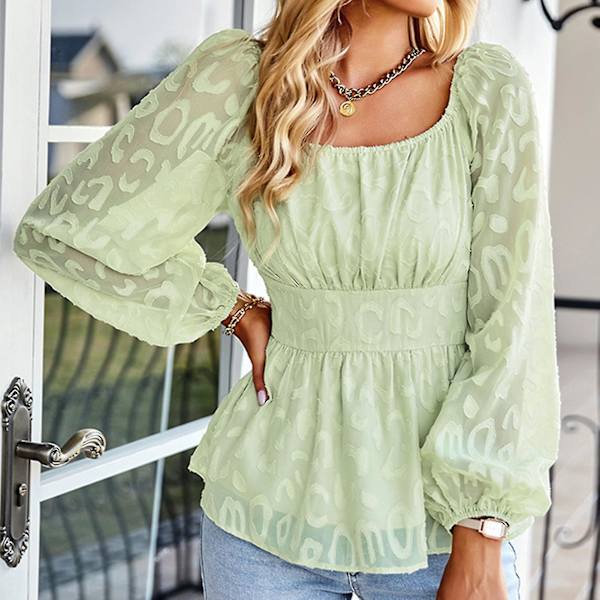 Ensfarget Langermet Topp 4 Størrelser Velg S/m/l/xl Passer For Kvinner Hverdagslig Bruk XL Light Green
