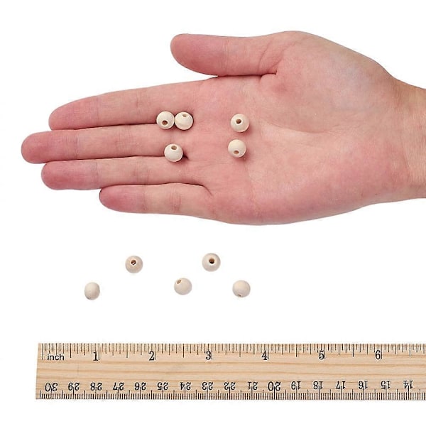 3000 stk. naturlige ubehandlede træperler runde løse træperler afstandsstykker til håndværk blyfri mokkasin 8 mm hul: 2 mm