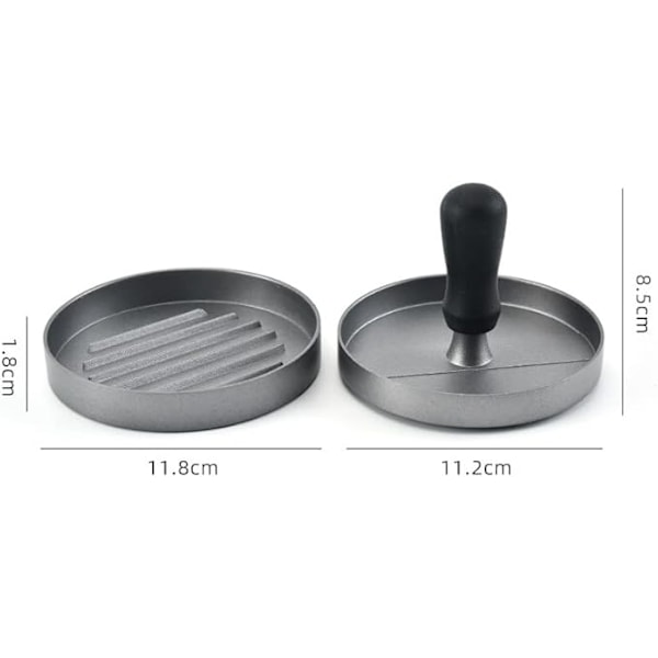 Hamburgarpress i gjuten aluminium för läckra hamburgare, patties, BBQ, med non-stick-beläggning, diameter 11,8 cm