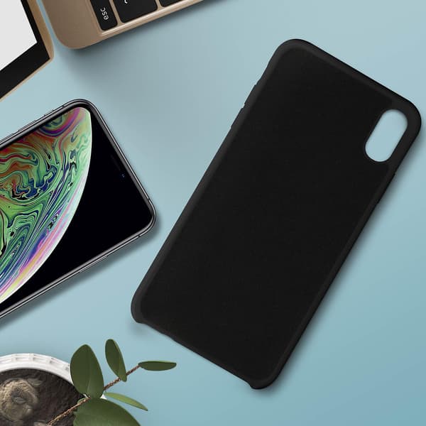 Apple iPhone XS Max Silikone Semi-rigid Cover, Blød Mat Finish - Sort
