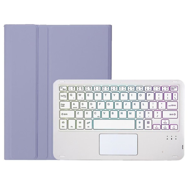För Samsung Galaxy Tab S9 X710/X716B/X718U Bakgrundsbelyst Bluetooth Touchpad-tangentbord, pennfack PU+TPU case Purple