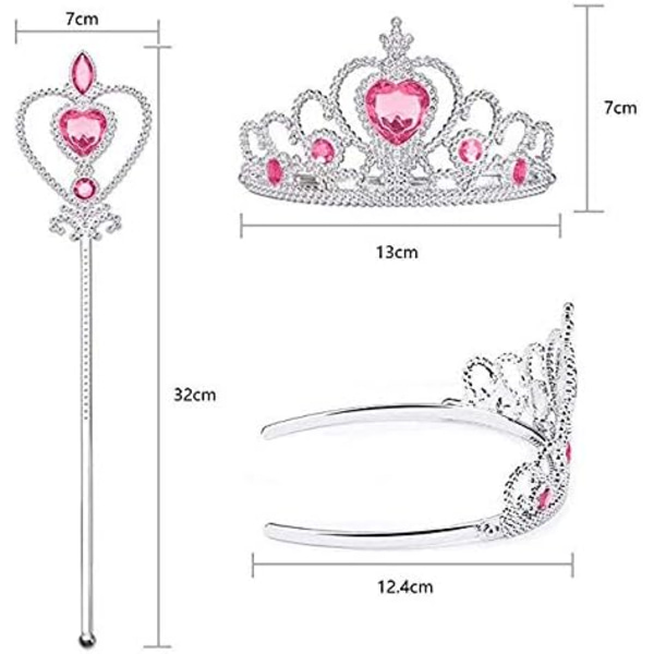Prinsesskläder Tillbehör för Maskeradklänning, Prinsesskrona/Elsa Krona/Tiara/Handskar/Trollstav för Jul Maskerad Karneval Halloween Födelsedagsfest guld
