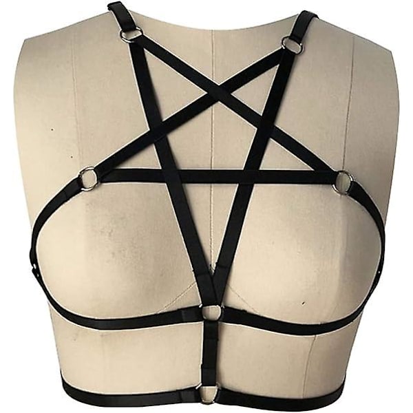 2 st sexiga kvinnors sele halterneck pentagram kroppssele bh bur bh utan kupa punk gotisk stil remmar bralette