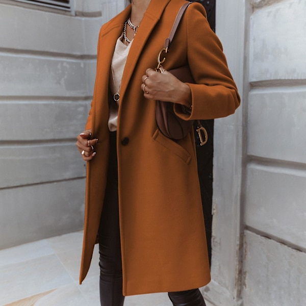 Vinterlång trench peacoat ullblandning överrock för arbete resor skola högskola L Light Apricot