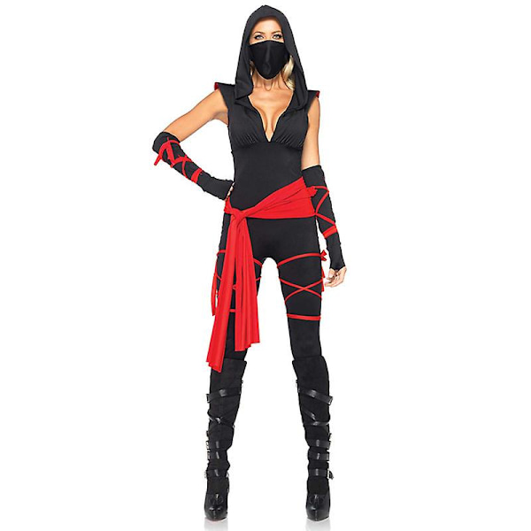 Naisten 6-osainen tappava ninja-asu, Halloween aikuisten ninja-asu naisille M