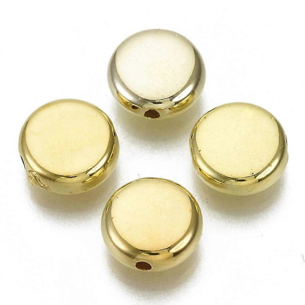 20 st CCB Plastpärlor för DIY Smyckestillverkning Platta Runda Guld 9x4mm Hål: 1,2mm