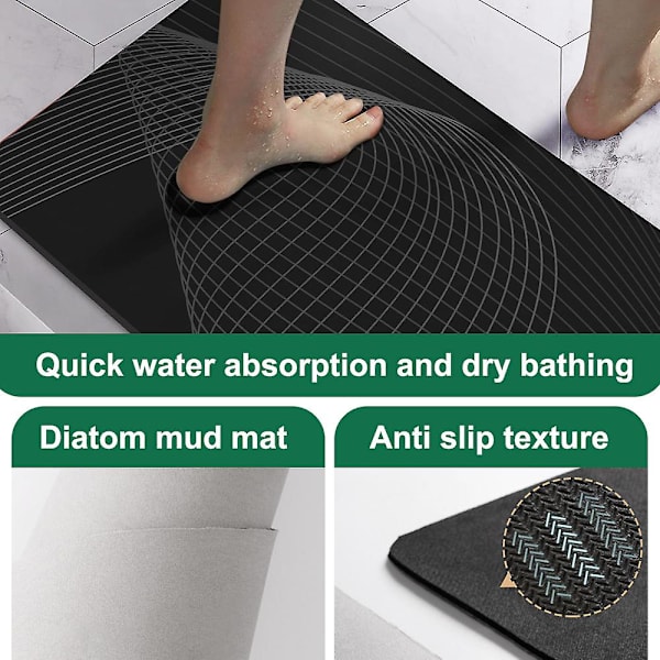 2 stk. Badeværelses Skridsikker Måtte Husholdnings Toilet Absorberende Måtte Badeværelse Diatoméjord Måtte 40*60cm