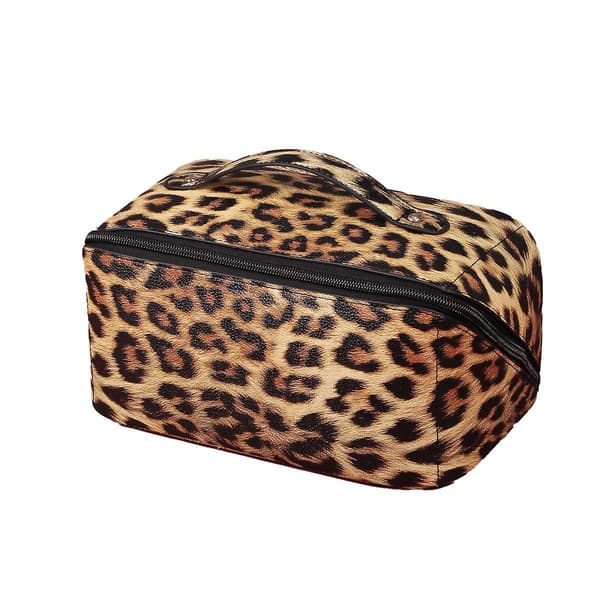 Kosmetisk necessär för kvinnor, leopardmönstrad necessär med stor kapacitet, öppningsbar sminkväska style2