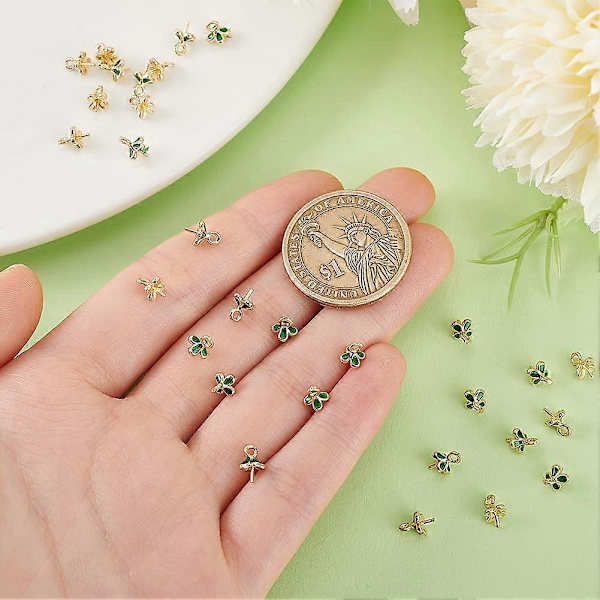 30 stk. Gyldne Øje Pin Peg Bail 5mm Messing Kop Peg Bail Pin med Bail Øje Pin Bails Kløver Smykkekonnektor til Halvborede Perler Charms DIY Penda