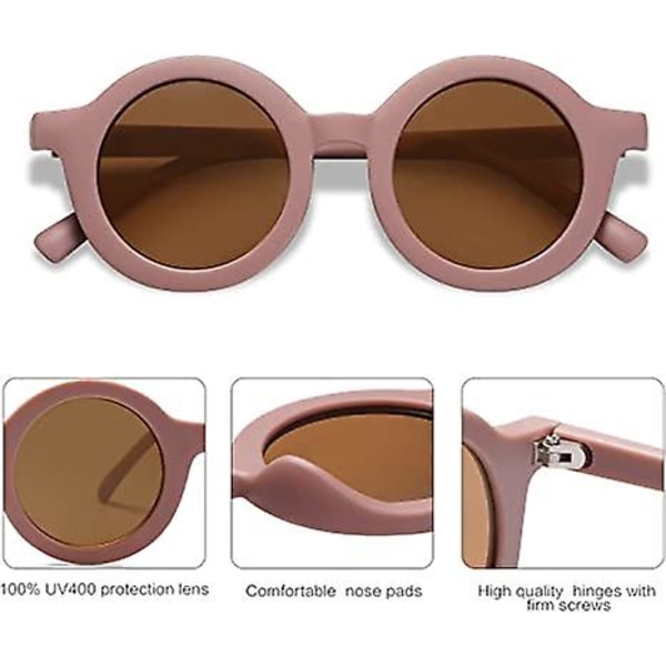 Söta runda polariserade solglasögon för barn, flickor, pojkar, strandsemester