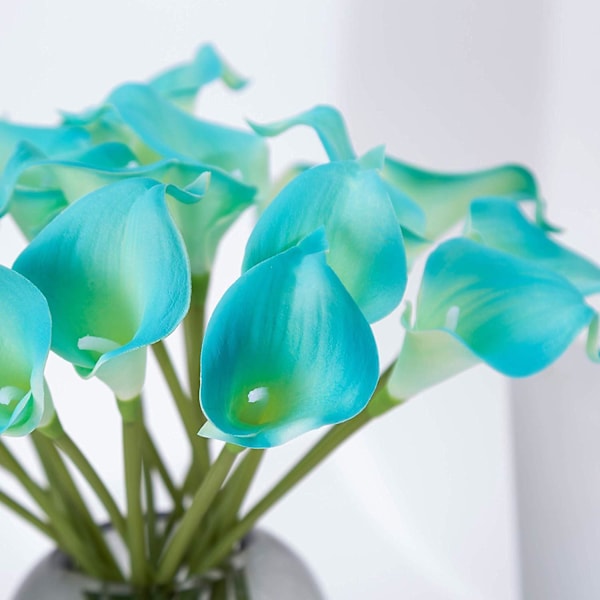 Calla Lily Brude Bryllupsbukett Hode Lataex Real Touch Blomsterbuketter (20, Blå)