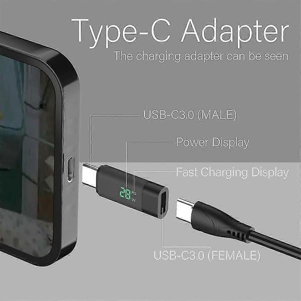 USB C till USB C Adapter PD Snabbladdning USB C Hane till Typ C Hona Kontakt