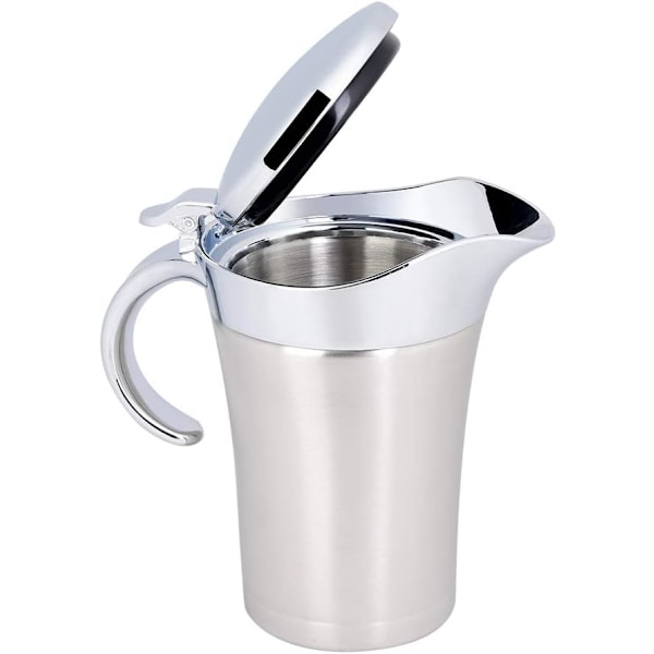Dobbeltisoleret Sovsebåd, 750 ML Sovsekande Sovsesovsebådskrukke Serveringskande med Låg (Stor 750ml)
