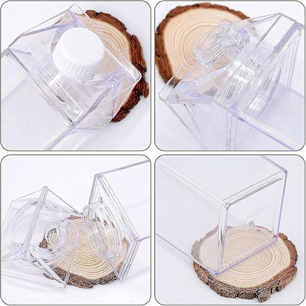 2-pack transparent mjölkförpackning vattenflaska återanvändbar fyrkantig mjölkflaska för mjölkdryck juice (500 ml)