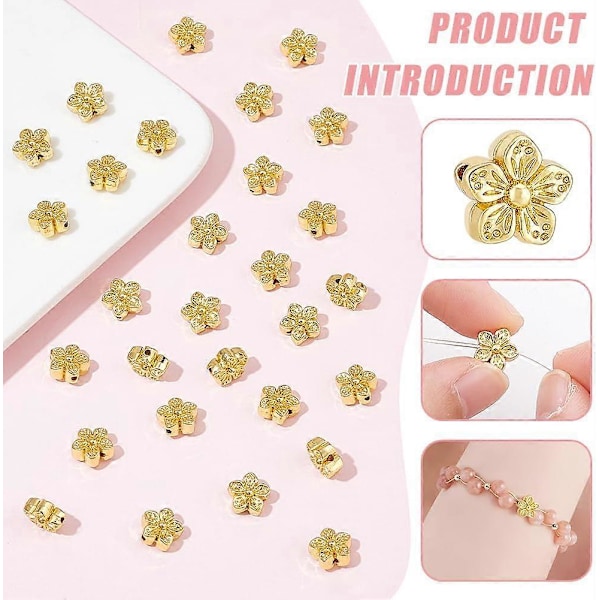 100 stk. Ægte 18K Guldbelagte Legeringsblomsterperler 3D Blomster Metal Spacer Perler til DIY Smykkefremstilling og Andet Håndarbejde 9x5mm
