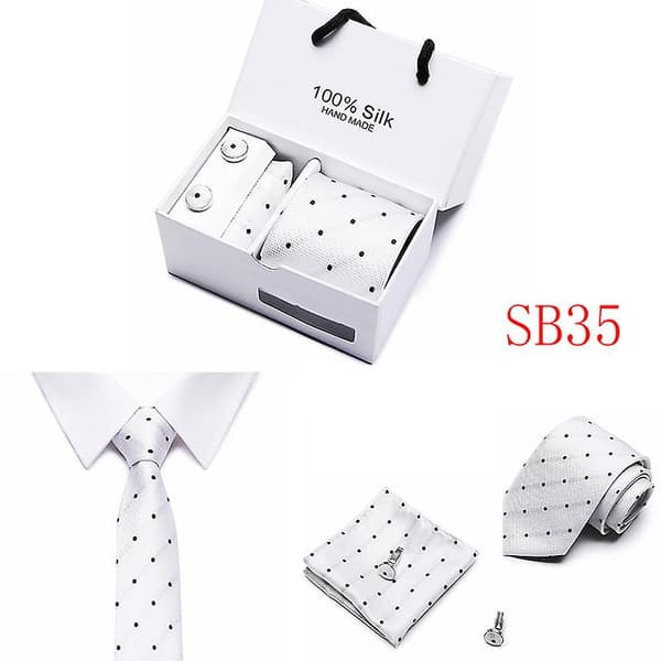 Herre Slips Spot Gaveæske 5 Dele Sæt Slips Business Formel Bryllupsslips B35