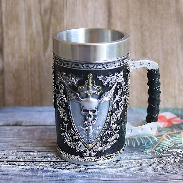 Rustfritt Stål Krigerkrus, Acsergery Middelaldersk Drikkekar Ølkrus Stein Tankard Kaffekopp Krus 500ml Gave