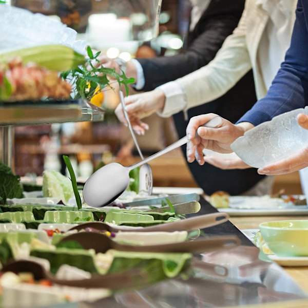 Stor serveringsskedset, hålslev och serveringssked, högkvalitativ skedsilver, matlagningssked, pastaslev, blandningssked, livsmedelskvalitet 18/8 Sta