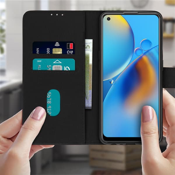 Baksida Oppo A74 Full Function Plånbok svart