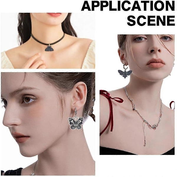 1 Æske 24 stk. 4 Stilarter Sommerfugl Charm Møl Charms Bulk Gotisk Charm Sort Kranie Sommerfugle Skelet Halloween Legering Insekt Charm til Smykkefremstilling Ch